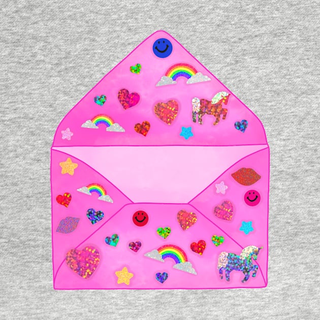Pink Sparkly Sticker Envelope by novembersgirl